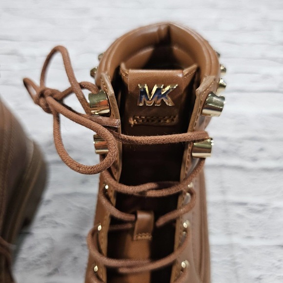 MICHAEL KORS Turner Astor Stud Brown Leather Boots WOMENS SIZE 8.5 - Picture 5 of 11